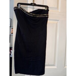 Boston Proper Black Strapless Dress Studded Embellished Party Cocktail L